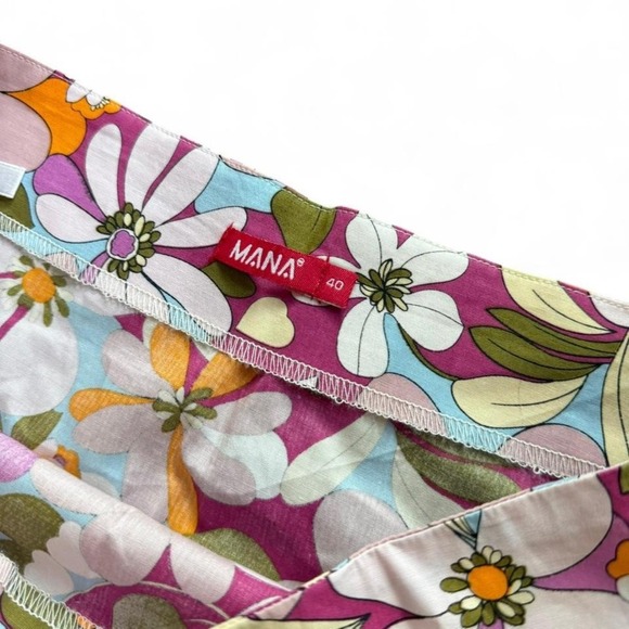 Y2K Floral Mini Skirt Magenta Euro Vintage A-Line Coquette Girly Vibes - Picture 2 of 3